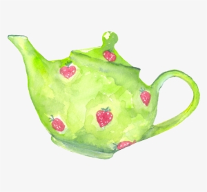 Hand Painted Cartoon Green Kettle Png Transparent - Green #1025663