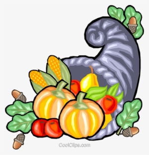 Cornucopia Of Fall Harvest Royalty Free Vector Clip - Horn Full Of Food #1026932