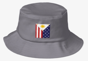 Fil-am Flag Old School Bucket Hat - Bucket Hat Logo #1027118