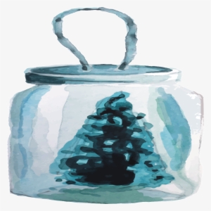Hand-painted Watercolor Jar Transparent Material Cartoon - Watercolor Painting #1028399