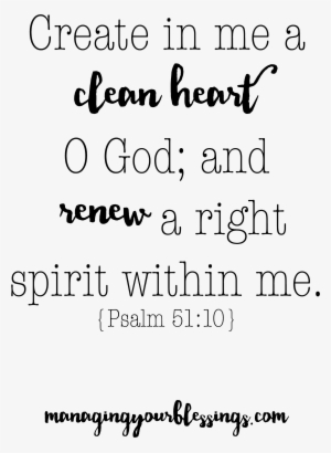 Bible Verses Kjv, Scripture Memorization, Biblical - Transparent Psalms 51 10 #1028614