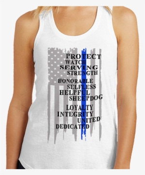 Thin Blue Line Tank Top White American Flag With Blue - Thin Blue Line #1029267