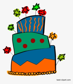 Funky Big Birthday Cake Clipart - Transparent Background Cake Free Birthday Clipart #1029969