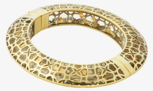 Temple Muse Gold Flakes Oval Hinge Bangle #1031696