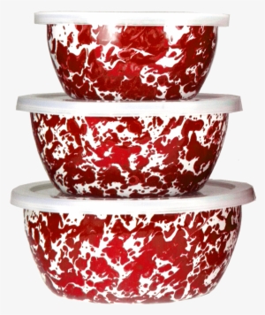 Rd30 Red Swirl Nesting Bowls - Golden Rabbit Green Swirl Nesting Bowls #1033733