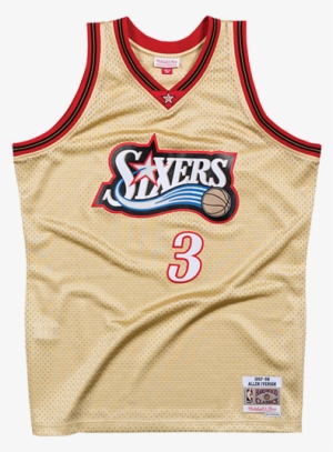 Mitchell & Ness Nba Allen Iverson 3 1997 Gold Swingman - Gold Mitchell And Ness Jersey #1034088
