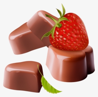 Chocolate Candy Hearts With Strawberry Png Clipart - Frame For Whatsapp Dp #1035241