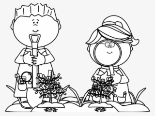 Black And White Kids Looking For Bugs - Kid Scientist Clipart Black And White #1035352