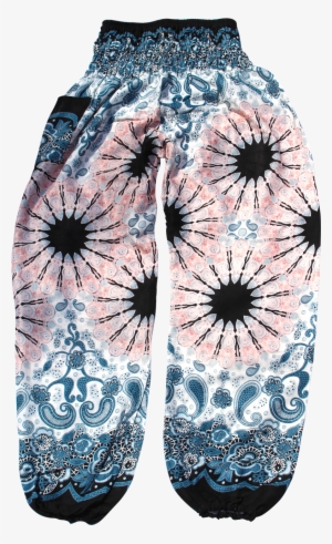 White Mandala Harem Pants Bohemian Island - Trousers #1036657