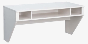 White Study Table With Open Storage Units - Prepac Furniture Designer Floating Desk And Hutch Set, #1037645