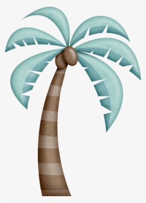 Beach With Palm Trees Vector Illustration - Palm Tree Clip Art Aesthetic #1042229