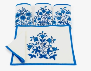 Blue Mughal Flower Placemat And Napkin Set #1042455