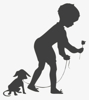 Boy With Dog And Flower Silhouette - Child #1044119