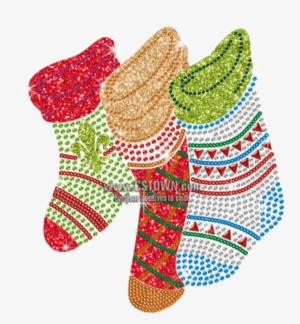 Glitter Bling Bling Christmas Stocking Iron On Transfer - Iron-on #1044473