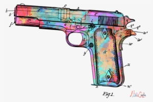 Png Black And White Stock Colorful Colt Browning Firearm - Colorful 1911 #1045176