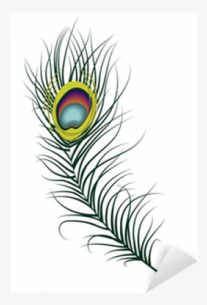 Vector Illustration Of A Peacock Feather Sticker • - Vector Graphics #1046070