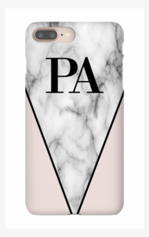 Personalised Pink X Grey Marble Contrast Initials Iphone - Apple Iphone 8 Plus #1046419