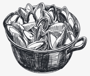 Mussel Italian Cuisine Drawing Seafood Icon - Mussel Pot Drawing #1047133