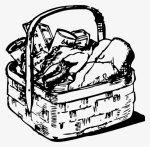 Picnic Basket Clipart Black And White Clipartfox - Food Basket Clip Art #1050032
