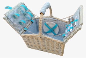 Fitted Hamper - Red Hamper 2 Person Farmhouse Fitted Blue Checked Lined #1050387