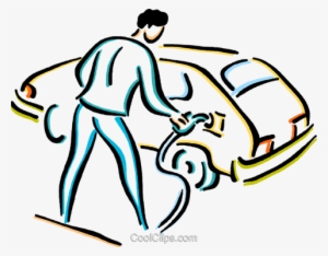 Man Putting Gas In His Car Royalty Free Vector Clip - Putting Gas In Car Drawing #1050888