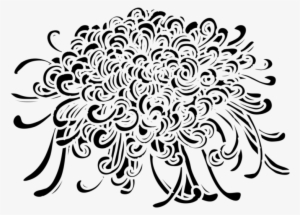 Minimalistic Black Line Art Hand Drawn Chrysanthemum - Portable Network Graphics #1051360