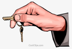 Hand Holding Keys Royalty Free Vector Clip Art Illustration - Holding Keys Clipart #1051635