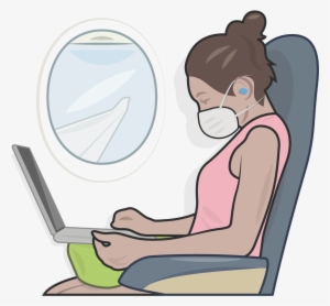 Woman Sitting On An Airplane Illustration - Sitting In The Plane Cartoon #1052060