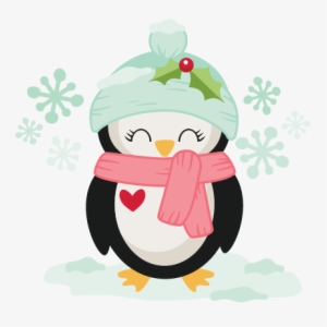 Winter Christmas Penguin Svg Scrapbook Cut File Cute - Cute Christmas Penguin Clipart #1053329