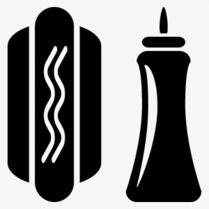 Hotdog Sandwich With Ketchup Bottle Vector - Hot Dog Silhouette Png #1054261