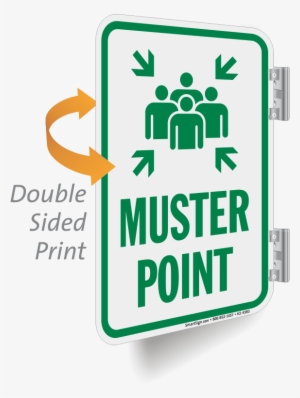 Muster Point Double Sided Metal Sign - No Parking Fire Lane Sign, 18" X 12" #1054799