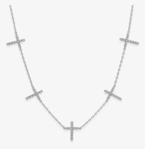 Diamond Cross Necklace In White Gold - Necklace #1055821