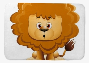 Leone Cucciolo Cartoon Cute Baby Lion Vector Bath Mat - Cuteness #1056856