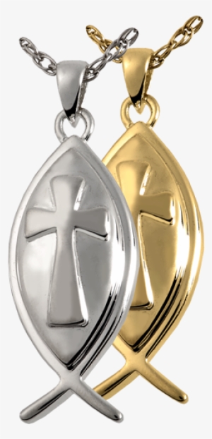 Fish Cross Pendant Jewelry Shown In Silver And Gold #1056997