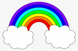 Rainbow With Clouds Clip Art - Rainbow Clipart #1058403