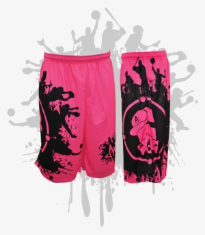Splatter Splash Mens Full Dye Shorts Neon Pink/black - All The Way Live Softball Bat #1058496