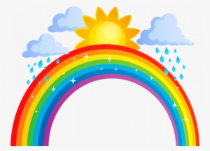 Sun And Rainbow Vector Black And White - Rainbow Clip Art Png #1058868