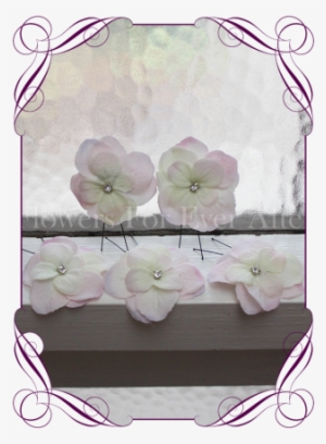 Blush Pink Hydrangea Flower And Bling Hair Pins - Pink Rose Groom Boutonniere #1059583