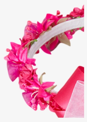 Fuchsia Silk Floral Crown Wreath W Satin Ribbons Girl - Satin #1059607