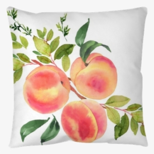 Watercolor Illustration Floor Pillow • Pixers® • We - Peach On Branch Illustration #1063831