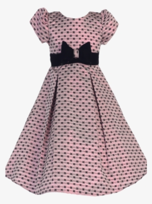 Pink Bow Design Jacquard Girls Pleated Holiday Dress - Dwellstudio Savile Ink Sheet Set Size: King #1065082