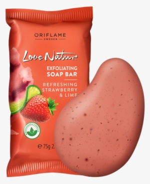 Jabón Exfoliante En Barra Con Fresa Y Lima Refrescante - Love Nature Soap Bar #1065281