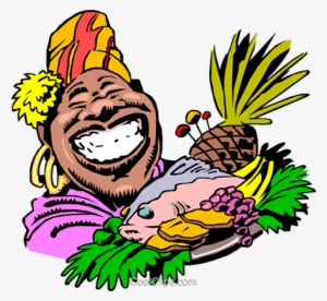 Cartoon Food Platter Royalty Free Vector Clip Art Illustration - Jamaican Food Clipart #1065646