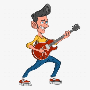Banner Royalty Free Library Guitar Clipart Rockabilly - Cartoon Guitarist #1066983