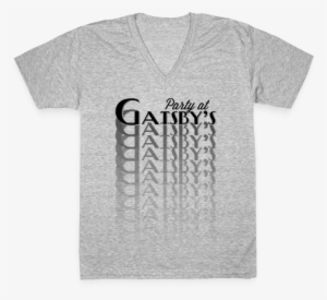 Party At Gatsby's V-neck Tee Shirt - Pasta Puns #1068265