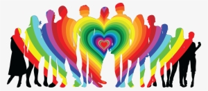 Free Clipart Of A Silhouetted Crowd With A Rainbow - Transparent Dad Boy Png #1069296