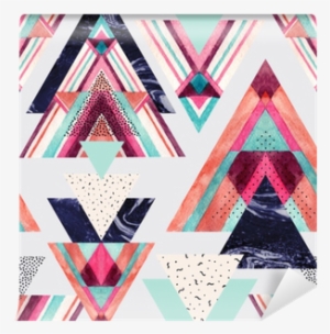 Triangles With Aztec Ornament, Watercolor, Doodle, - Watercolor Painting #1069419