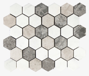 Bianco Perla W/silver Shadow Marble Mixed Hexagon- #1069639