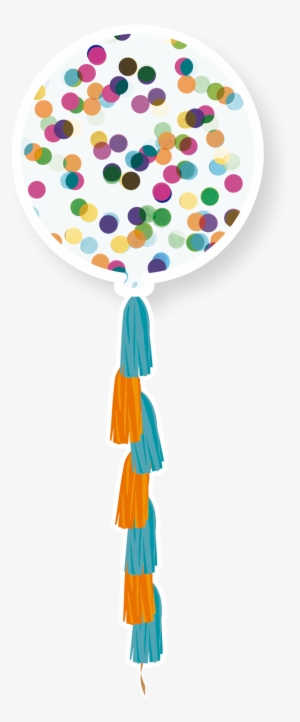 36" Transparent Balloon W/ Multicolor Confetti & Tassle - Transparent Balloon (large) #1069687