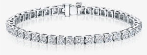 14k Yellow Gold Round-cut Diamond Tennis Link Bracelet #1072582